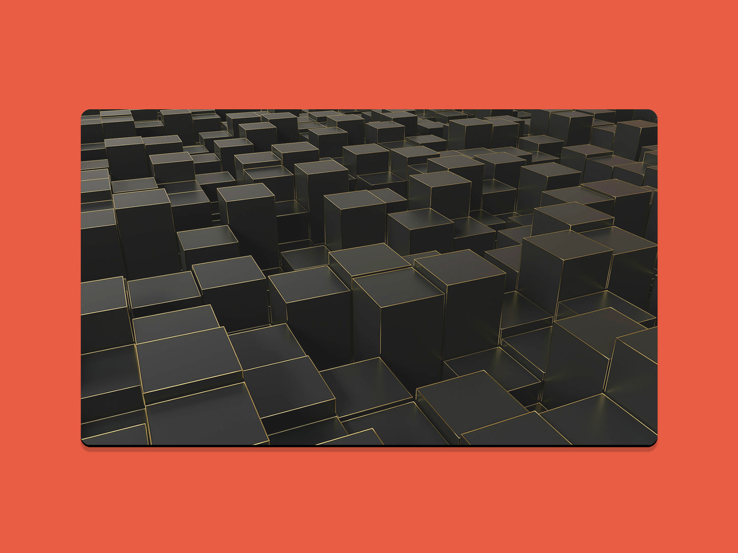 Black and Gold 3D Cube Platforms Gaming Mat - Desk Mat - 3 SIZES
