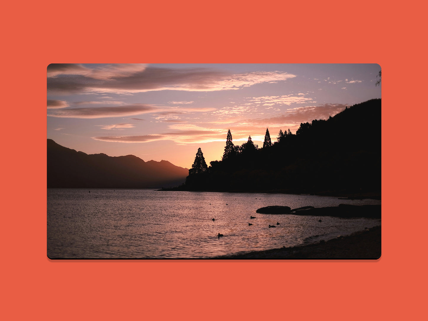 Lake And Mountain Sunset Gaming Mat - Desk Mat - 3 SIZES