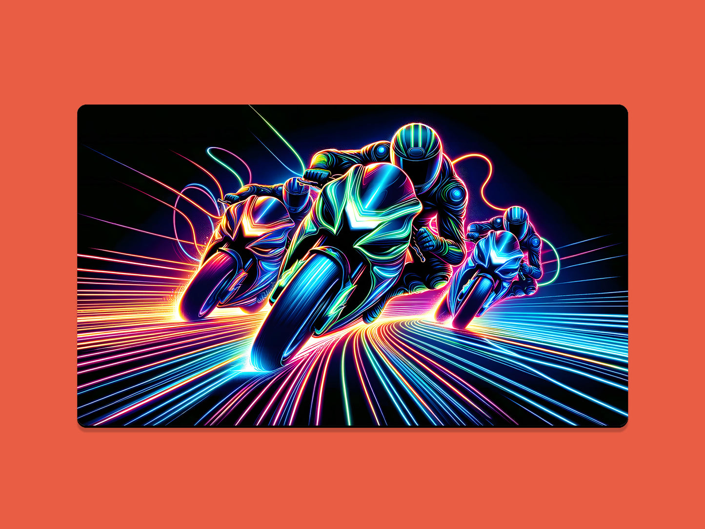 Neon Motorbike Riders Gaming Mat - Desk Mat - 3 SIZES