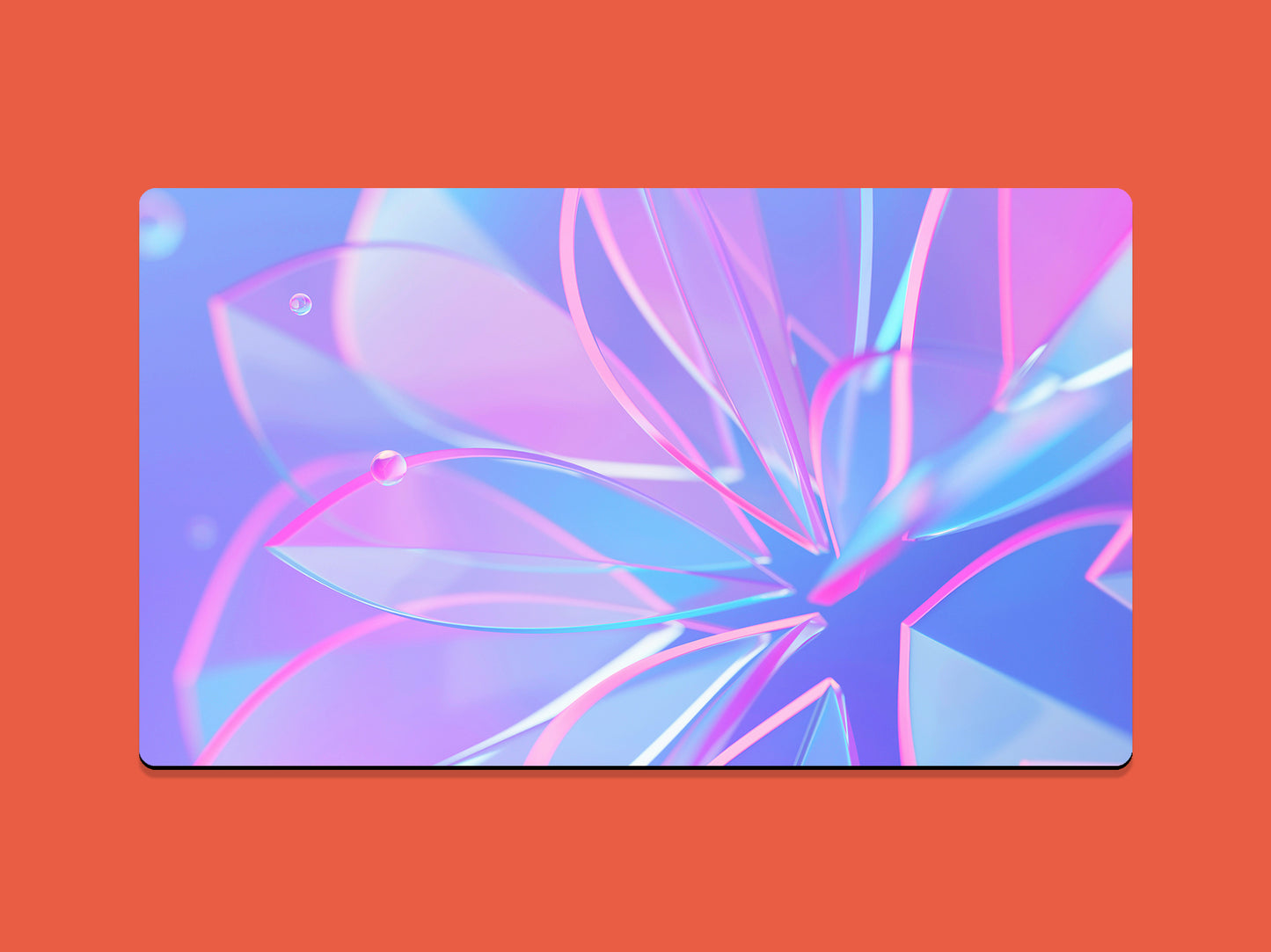 Pink and Blue Glass Flower - Desk Mat - 3 SIZES