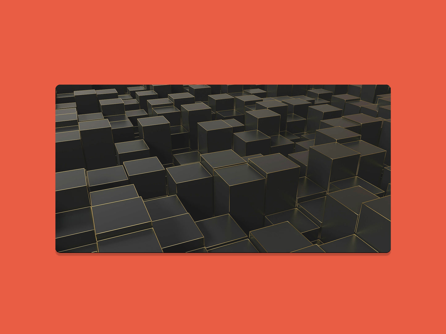 Black and Gold 3D Cube Platforms Gaming Mat - Desk Mat - 3 SIZES