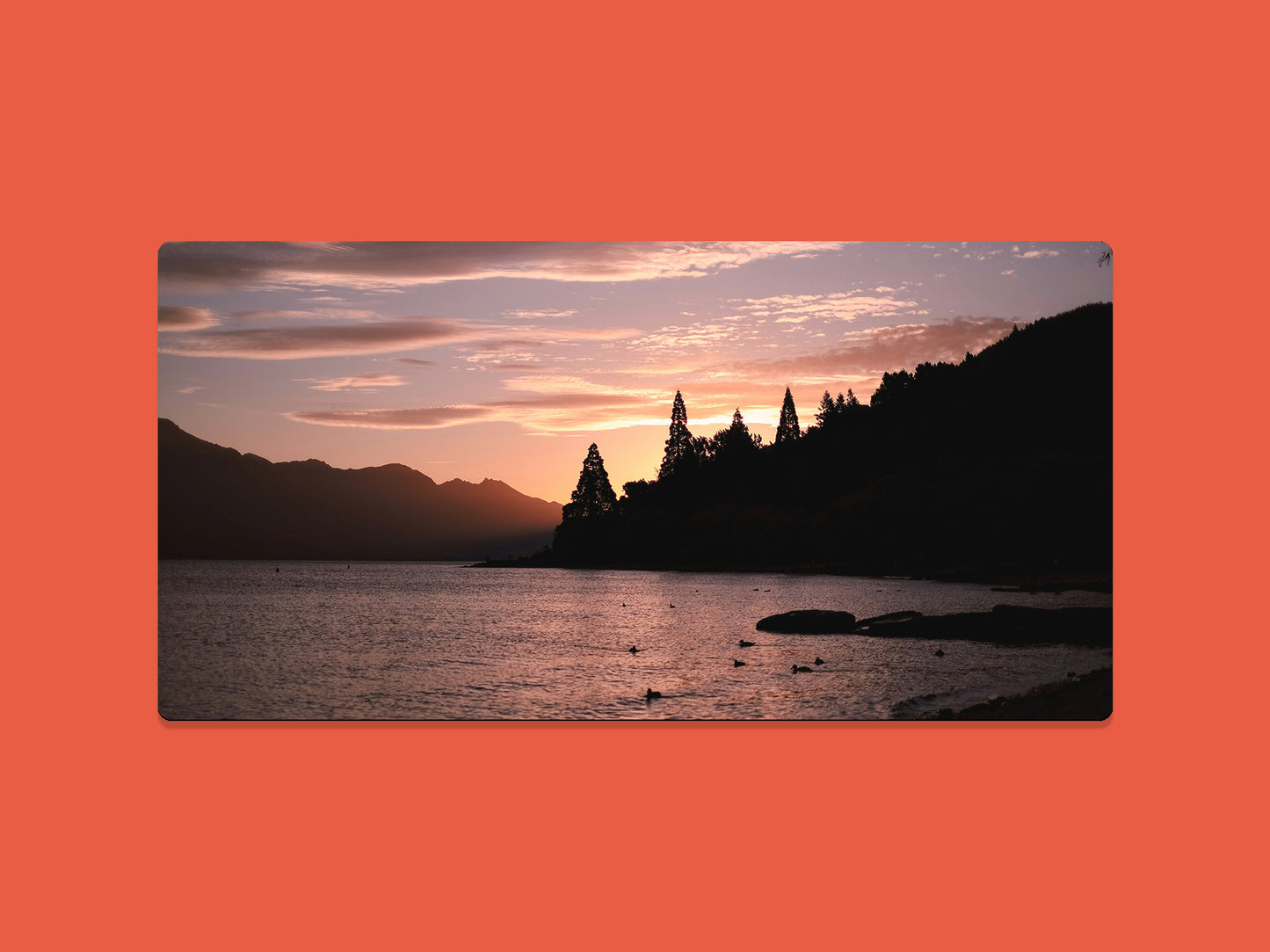 Lake And Mountain Sunset Gaming Mat - Desk Mat - 3 SIZES