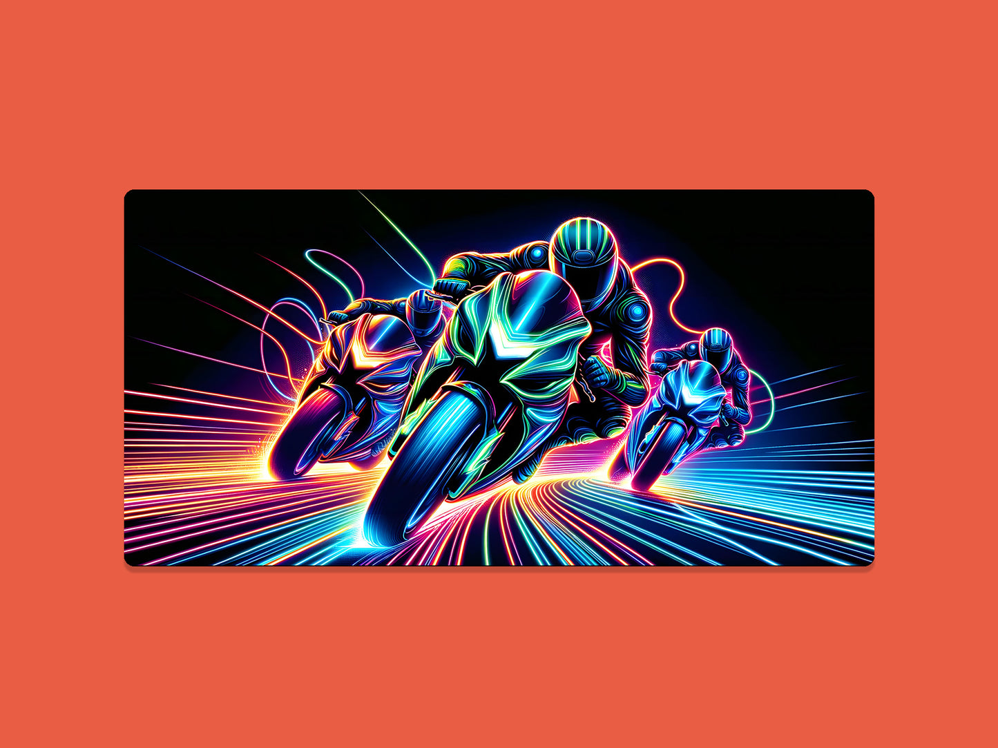 Neon Motorbike Riders Gaming Mat - Desk Mat - 3 SIZES