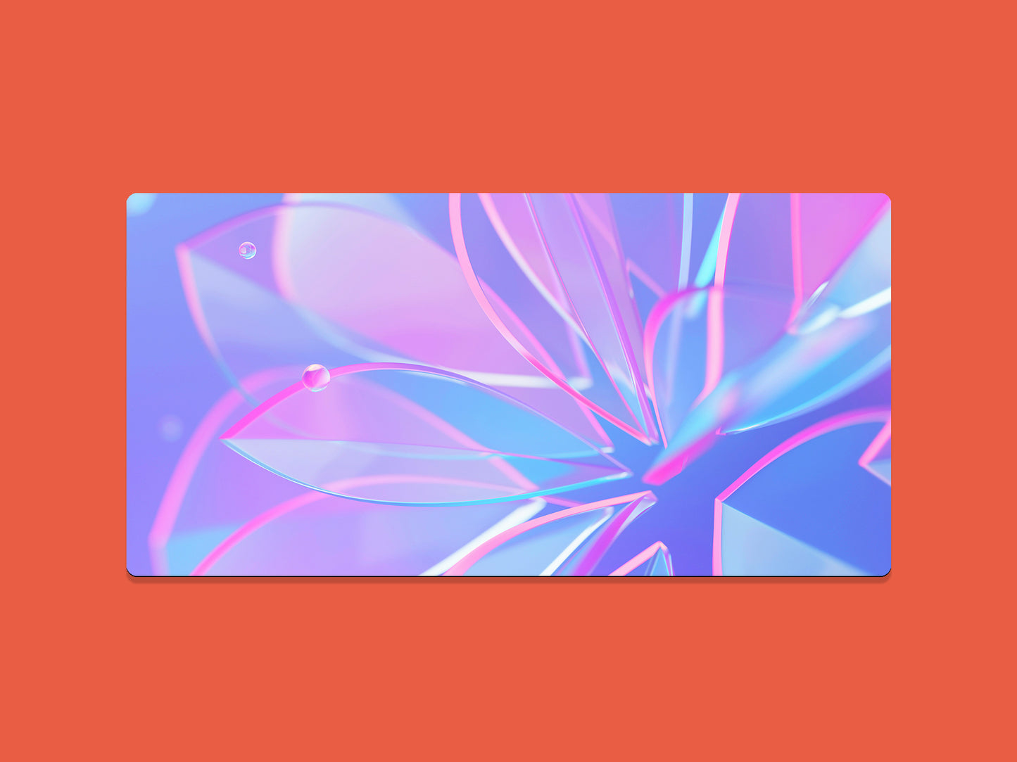 Pink and Blue Glass Flower - Desk Mat - 3 SIZES
