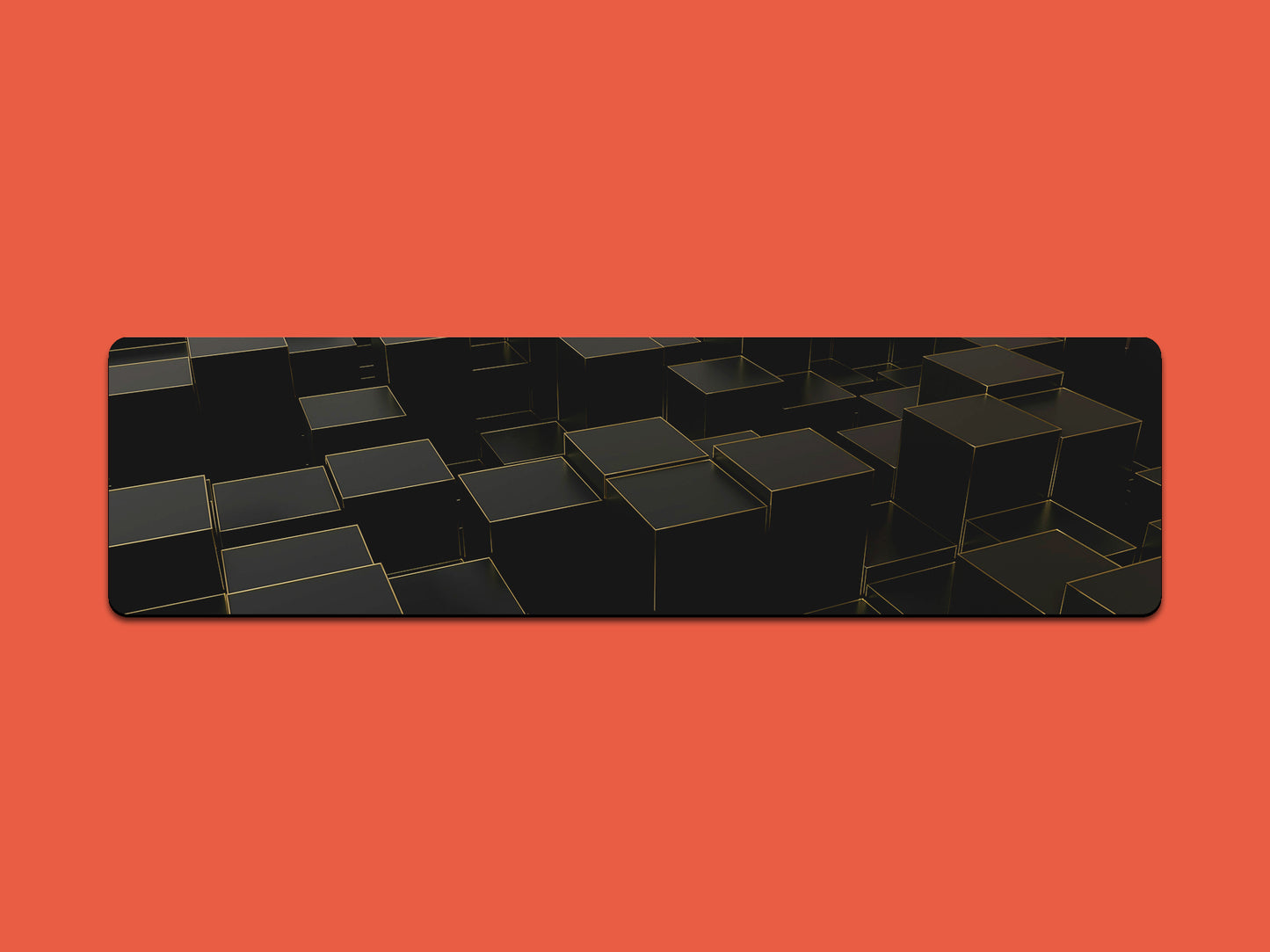 Black and Gold 3D Cube Platforms Gaming Mat - Desk Mat - 3 SIZES