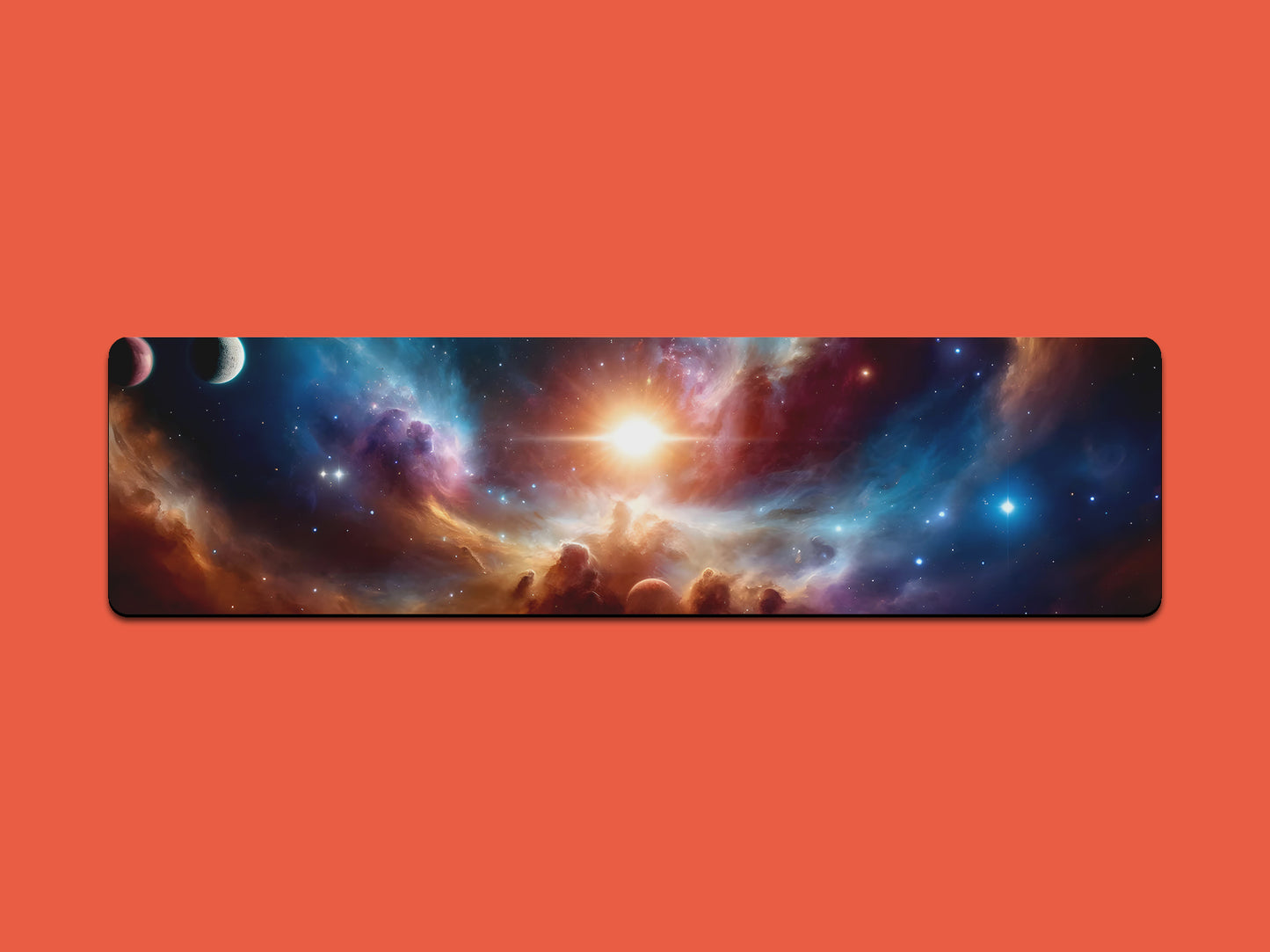 Bright Stars and Vibrant Nebula In Space Gaming Mat - Desk Mat - 3 SIZES