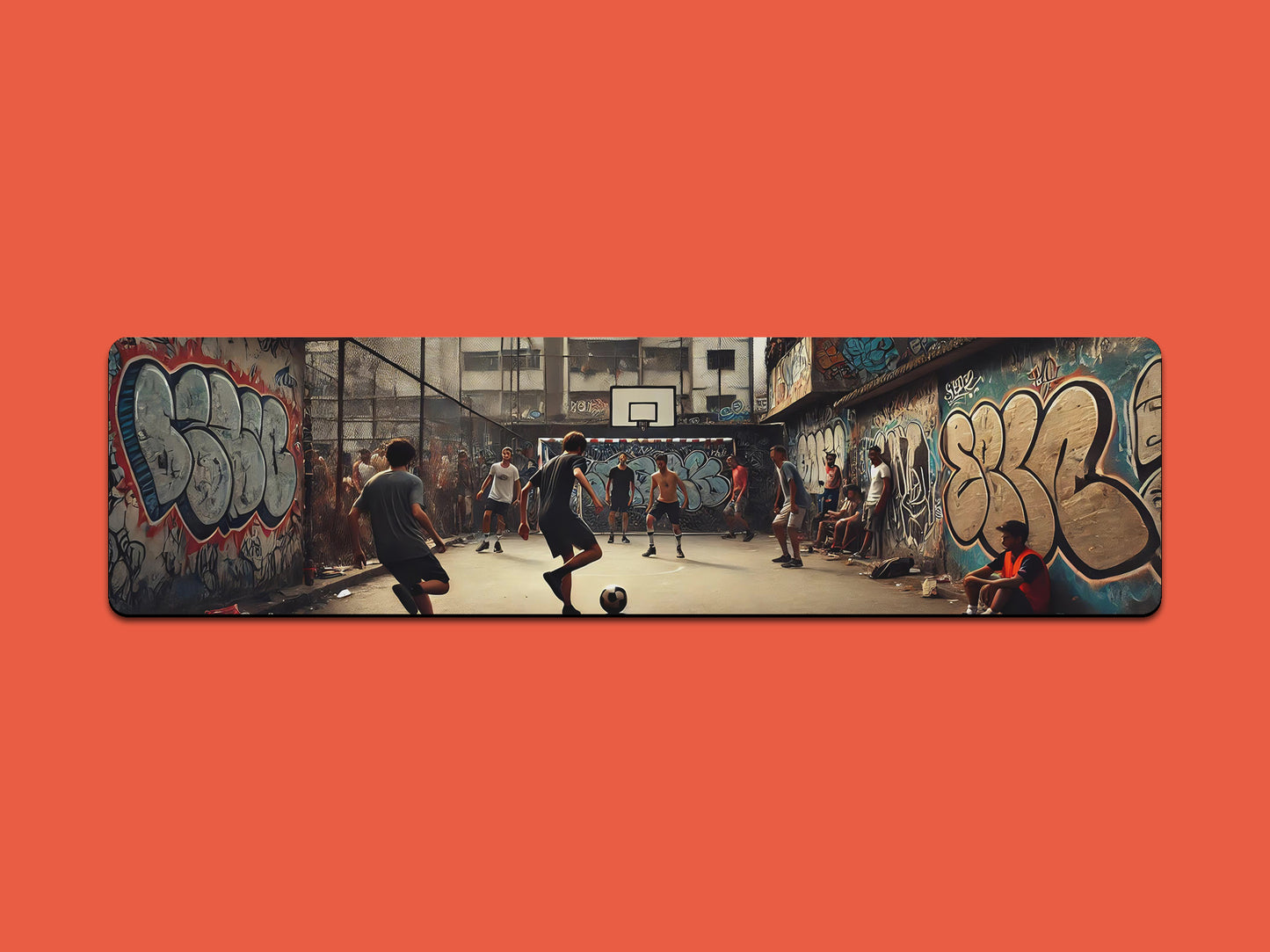 Street Football in Urban Arena Gaming Mat - Desk Mat - 3 SIZES
