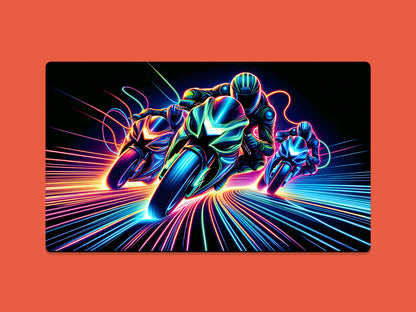 Neon Motorbike Riders Gaming Mat - Desk Mat - 3 SIZES